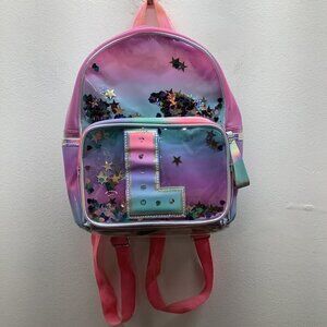 Claire’s Letter L Clear Mini Bookbag With Sequence. Preloved